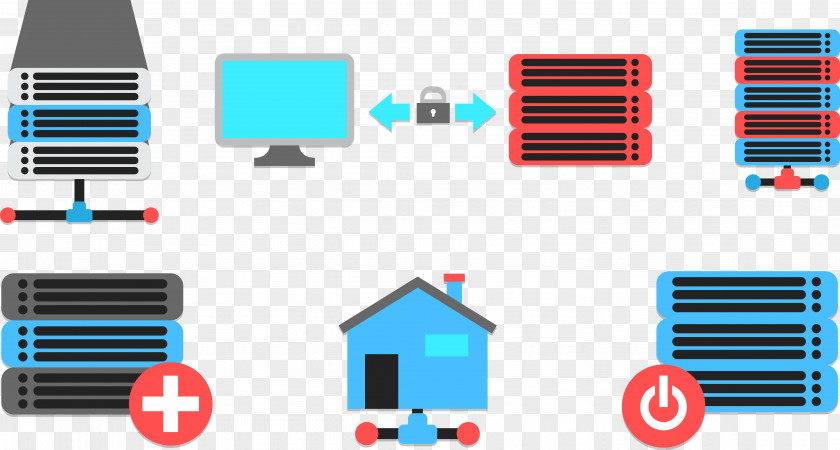 Computer Room And Data Transmission Relationship Icon Graphic Design PNG
