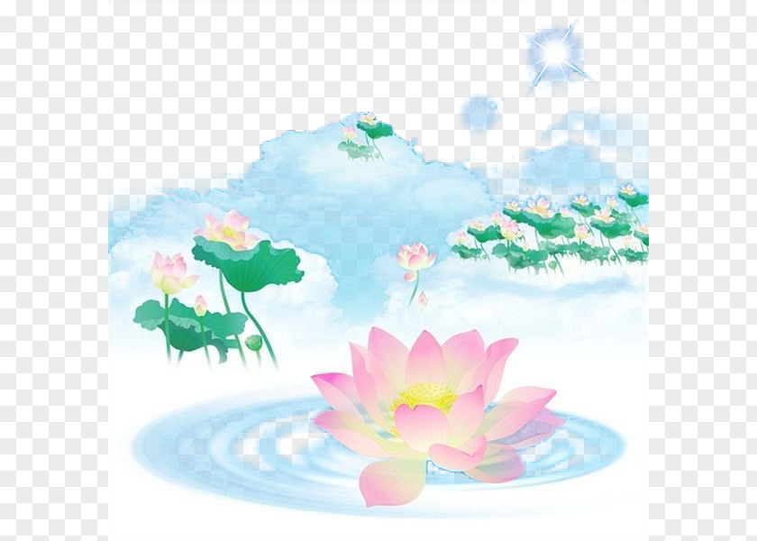 Hand-painted Lotus China Falun Gong Nelumbo Nucifera Wallpaper PNG