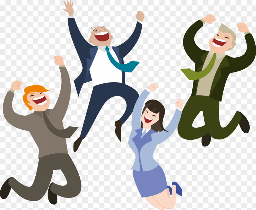 Happy People Jumping Vector Web Development Customer Happiness Business Clip Art PNG
