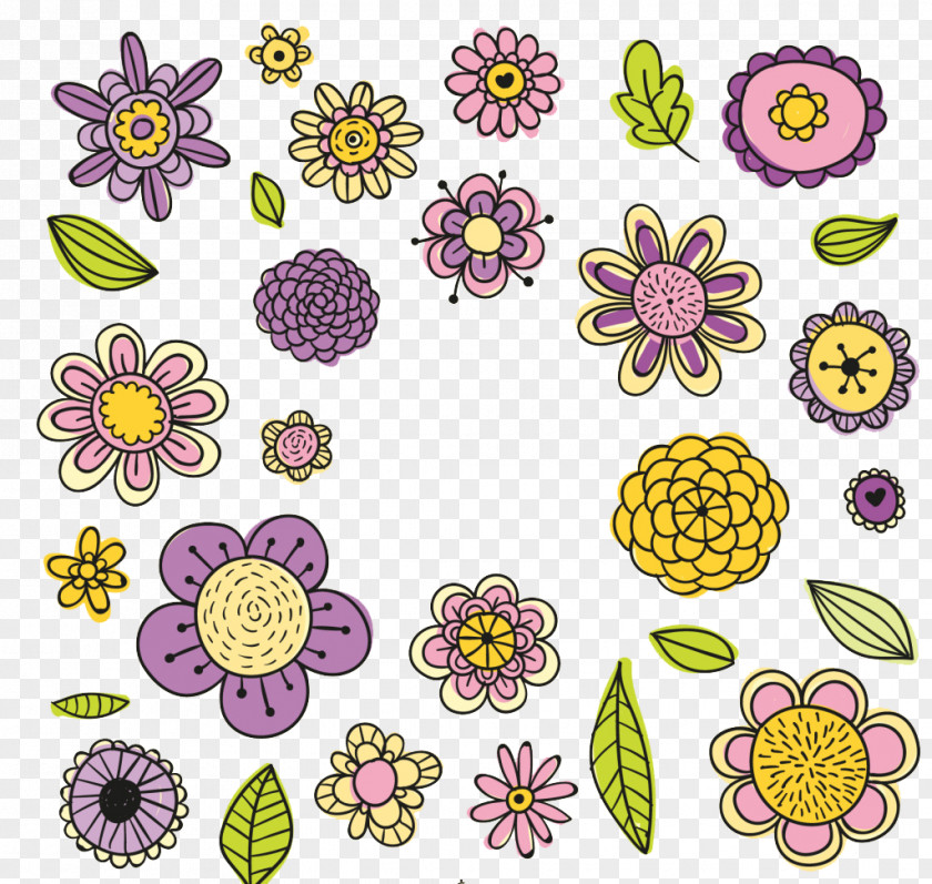 Vintage Hand-painted Flowers Floral Design Flower Drawing Download PNG