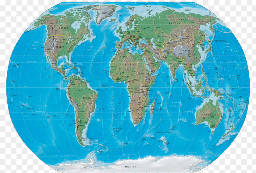 World Map Physische Karte Globe PNG