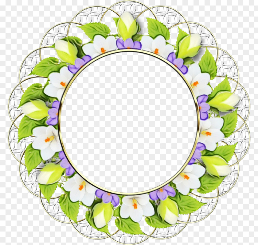 Oval Wreath Flowers Background PNG