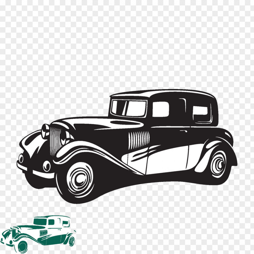 Creative Cartoon Hand-painted Vintage Car Pattern Classic PNG