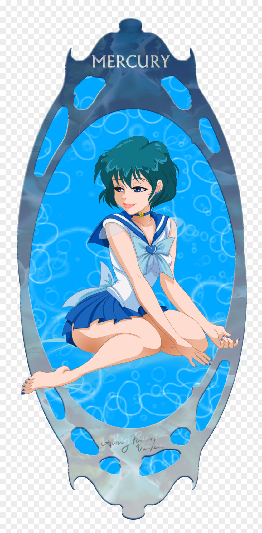 Super Sailor Mercury Cartoon Marine Mammal Character PNG