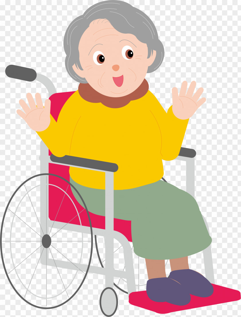 The Old Man Sitting In A Wheelchair Cartoon Age PNG