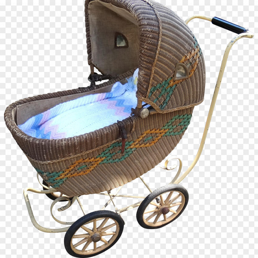Pram Baby Transport Wicker Victorian Era Infant Antique PNG