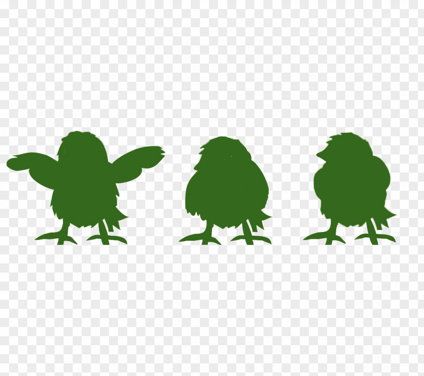 Three Green Chick Silhouette Material Chicken Illustration PNG