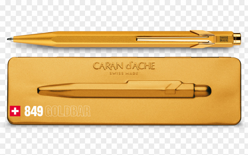 Golden Pen Caran D'ache 849 Ballpoint Pencil PNG