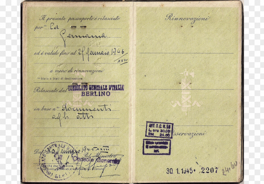 Passport Second World War Italian Social Republic Italy Travel Document PNG