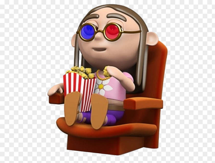3D Cartoon Watching Movie People Popcorn Cinema PNG
