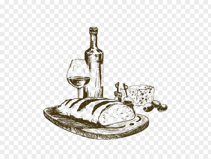 Wine White French Cuisine Drawing PNG