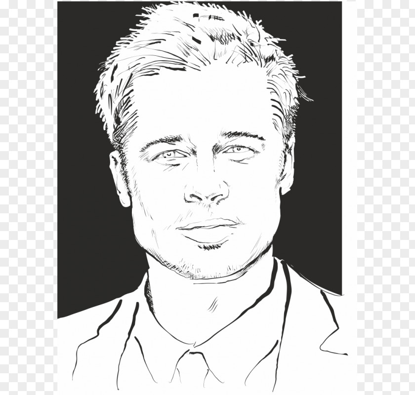 Brad Pitt Coloring Book Black And White Drawing PNG