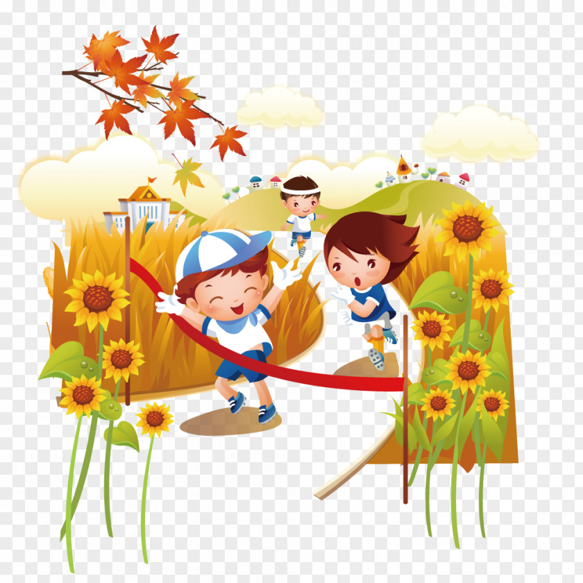 In The Field Of Road Racing Pupils Child Running Clip Art PNG