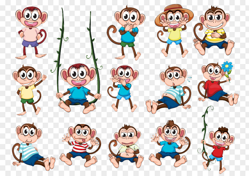 3.14 Cartoon Monkey Vector Royalty-free Clip Art PNG