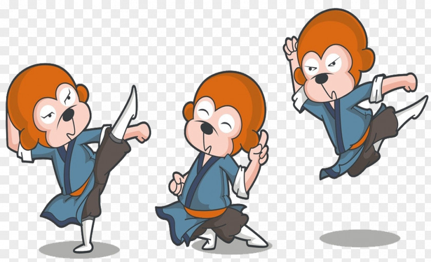 Practice Martial Arts Monkeys Cartoon Animation Illustration PNG