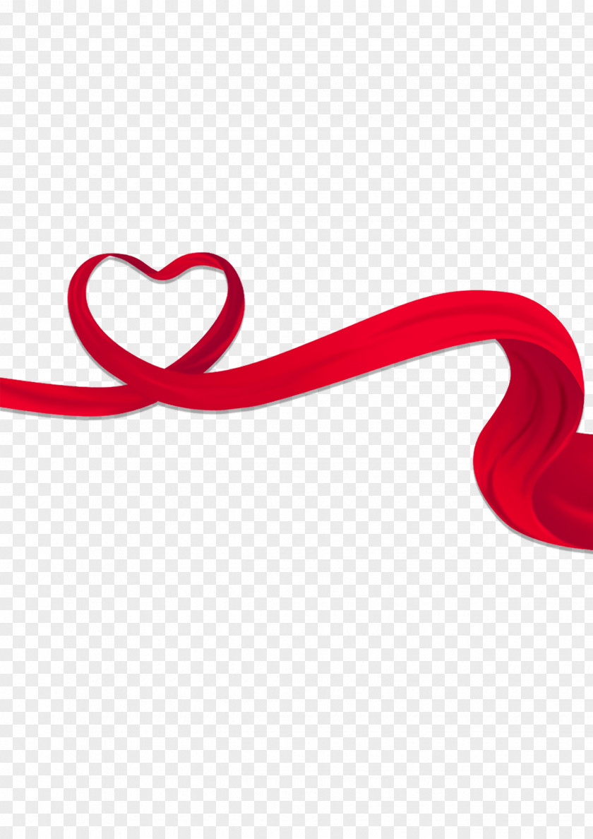 Red Ribbon Heart Silk PNG
