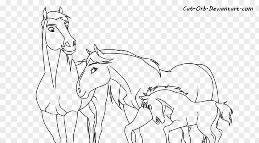 Spirit Riding Free American Paint Horse Stallion Foal Horses Coloring Book PNG
