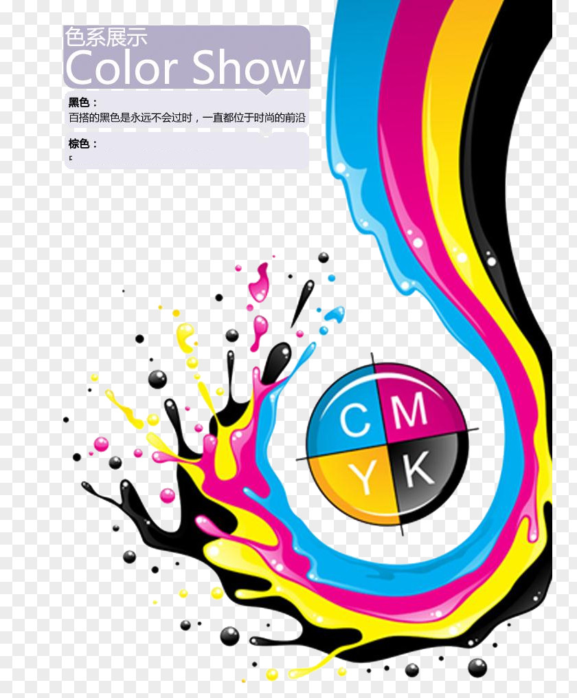 Color Splash Vector CMYK Model Liquid Illustration PNG