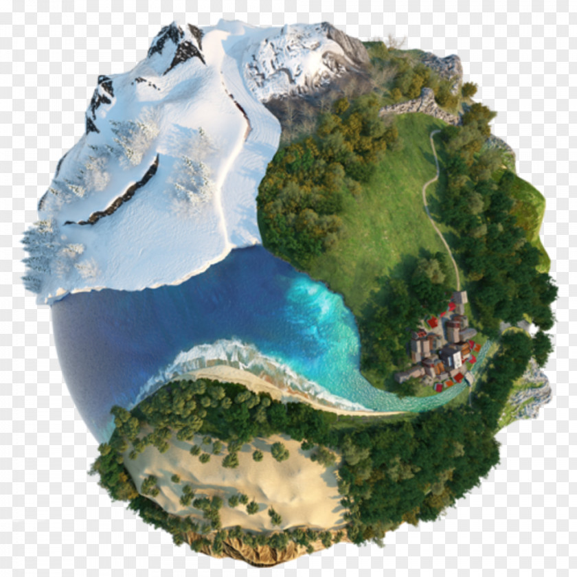 Earth Globe Landscape Concept PNG