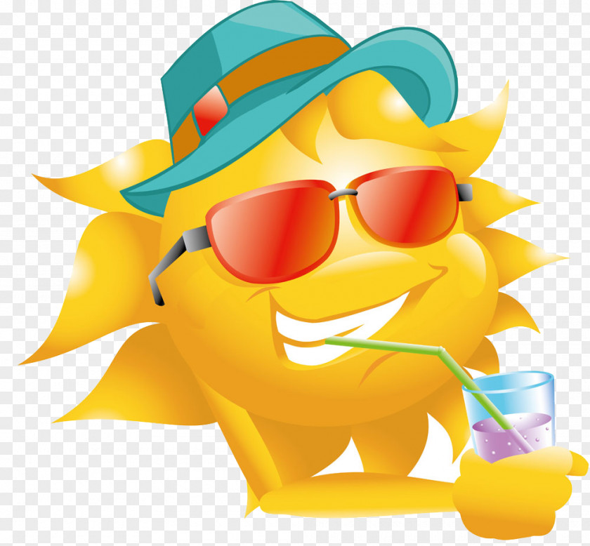Sun Juice Drink Hat Straw Clip Art PNG