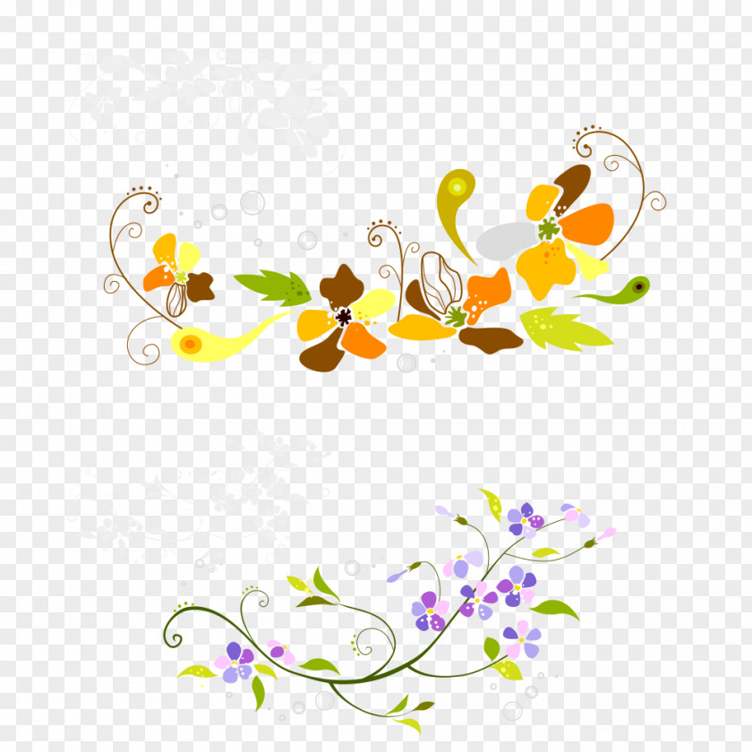 Two Beautiful Floral Pattern Flower Download Computer File PNG