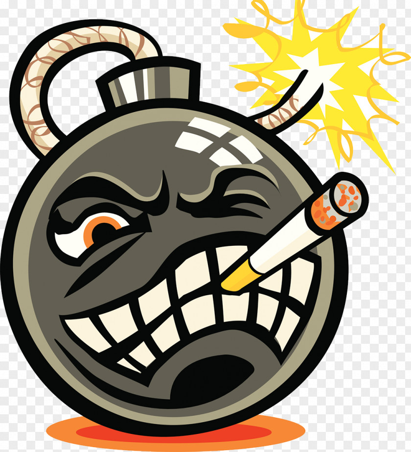 Evil Bomb Cartoon Image Smoking PNG