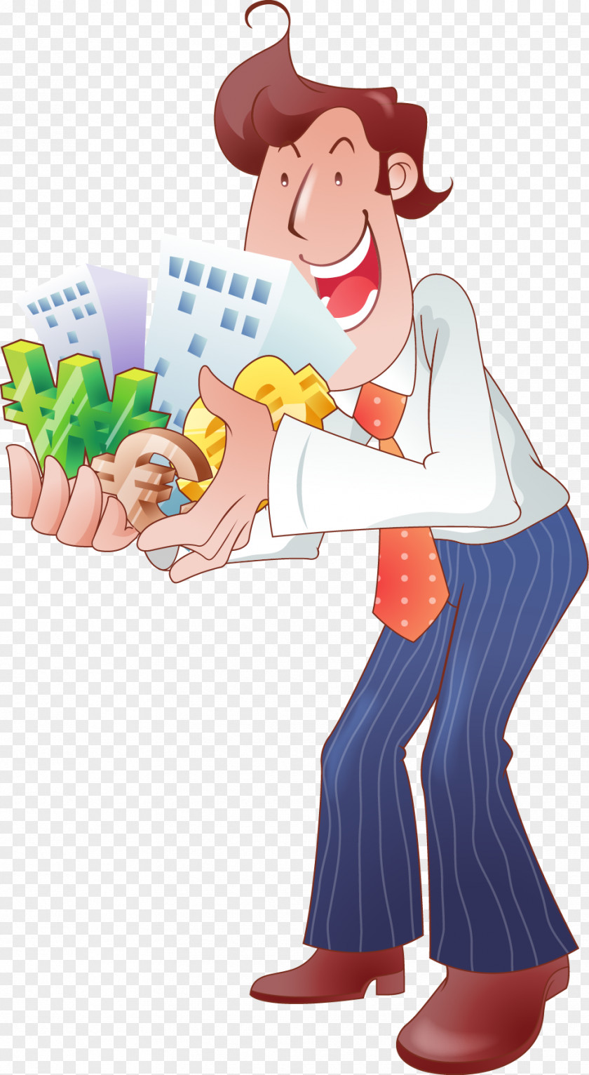 Holding Money Man Vector Euclidean Illustration PNG