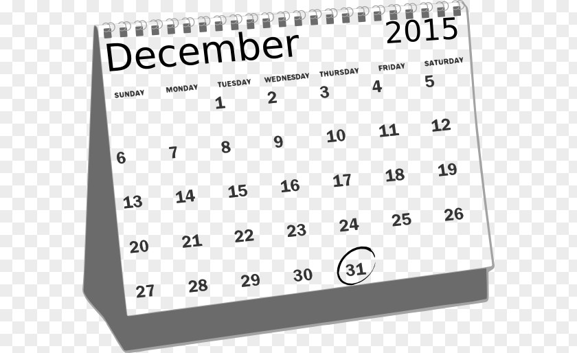 December Calendar Cliparts White Website Clip Art PNG