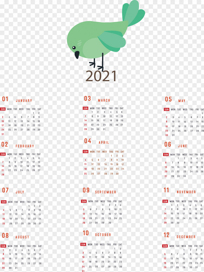 Printable 2021 Yearly Calendar PNG