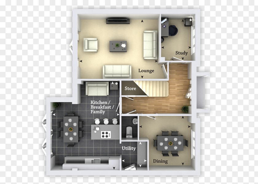 House Open Plan Floor Bedroom PNG