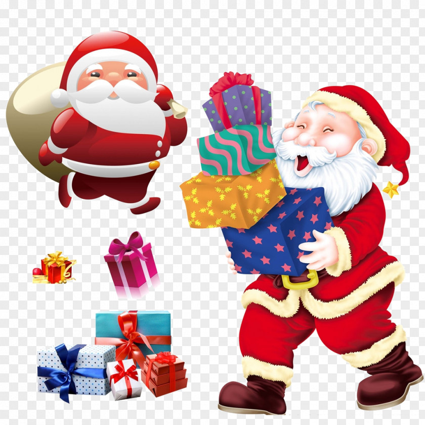 Santa Claus And Gifts Christmas Gift PNG