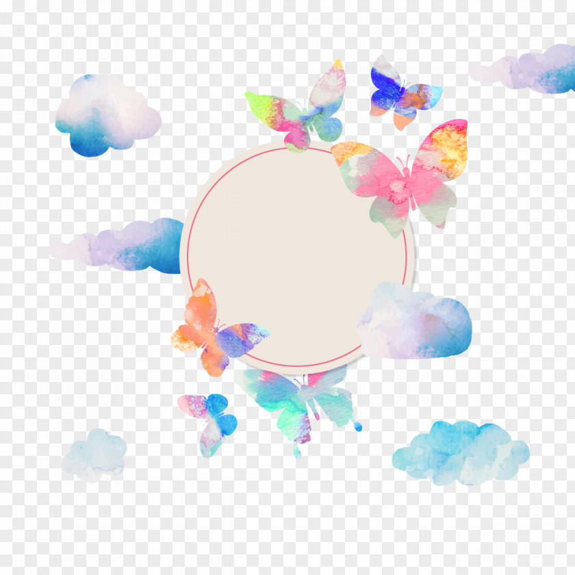 Vector Decorative Butterfly Euclidean Watercolor Painting PNG