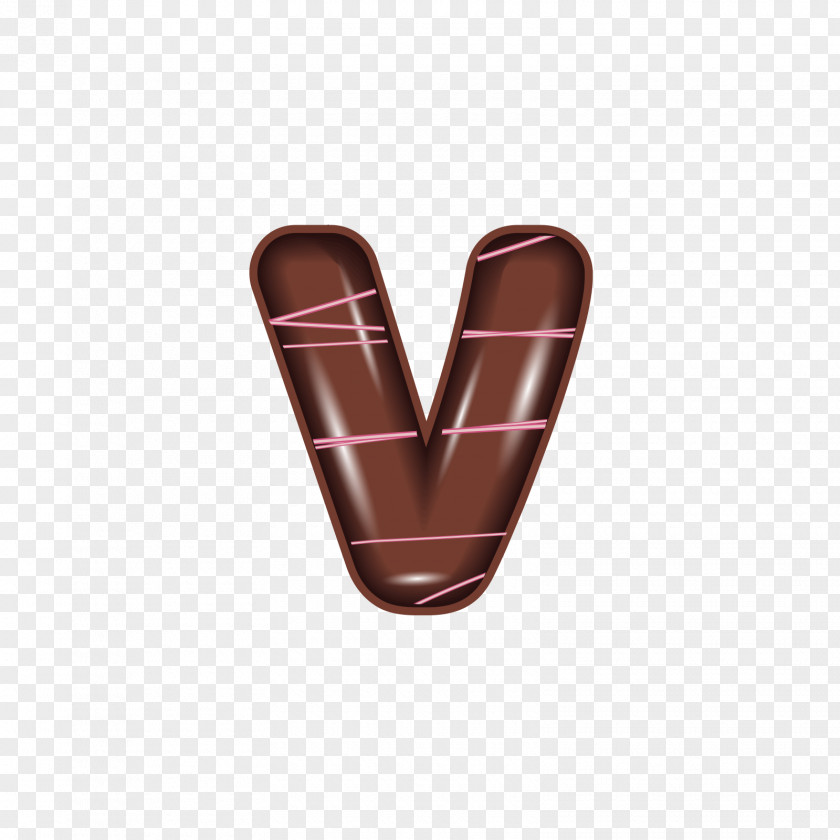 The Chocolate Alphabet V Heart Brown Pattern PNG