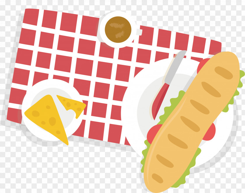 Vector Bread Barbecue Picnic Basket Poster PNG