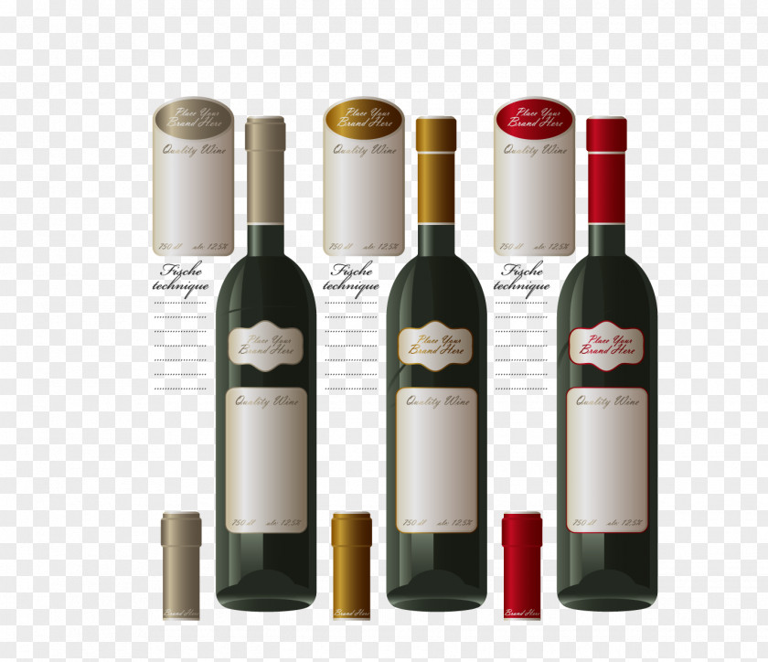 Vector Material Wine Bottle Red Champagne Label PNG