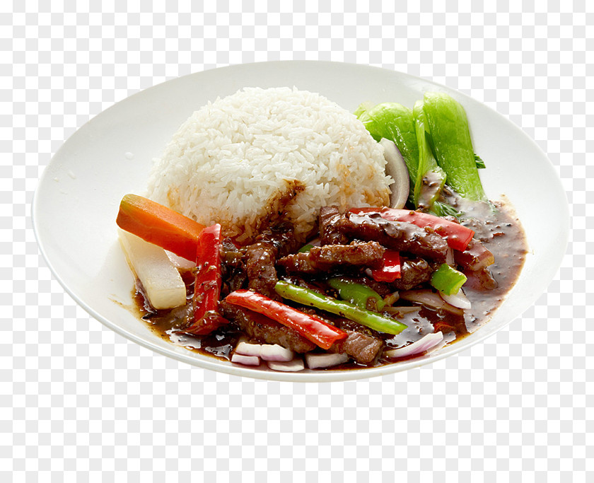 Black Pepper Beef Rice Mongolian Nasi Campur Cooked Thai Cuisine PNG