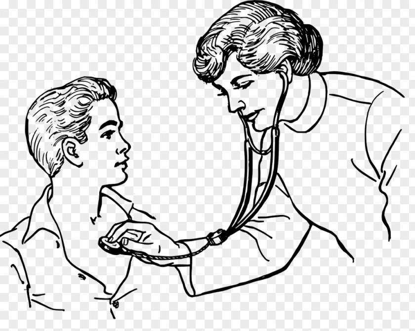 An Examination Physician Line Art Drawing Clip PNG