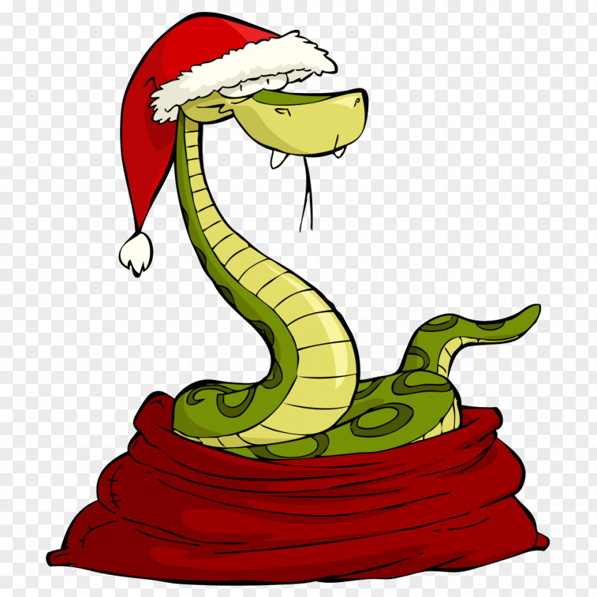 Vector Snake Santa Claus Clip Art PNG