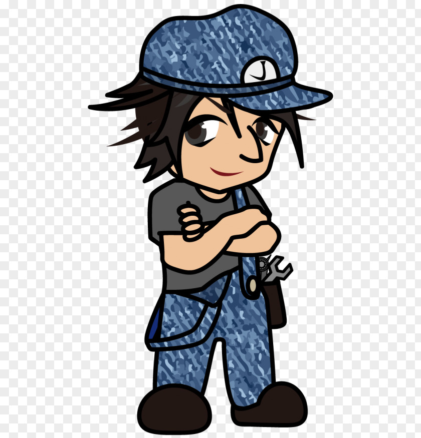 Blue Collar Worker Hat Overall Workwear Character PNG