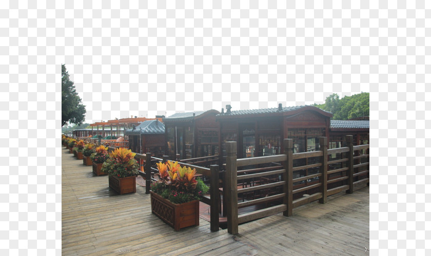 Nansha Wetland Cruise Ship Terminal Roof Property Walkway Fence PNG