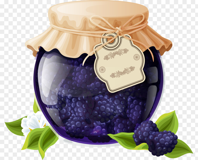 Blueberry Wine Grapes Fruit Preserves Jar Stock Photography Illustration PNG