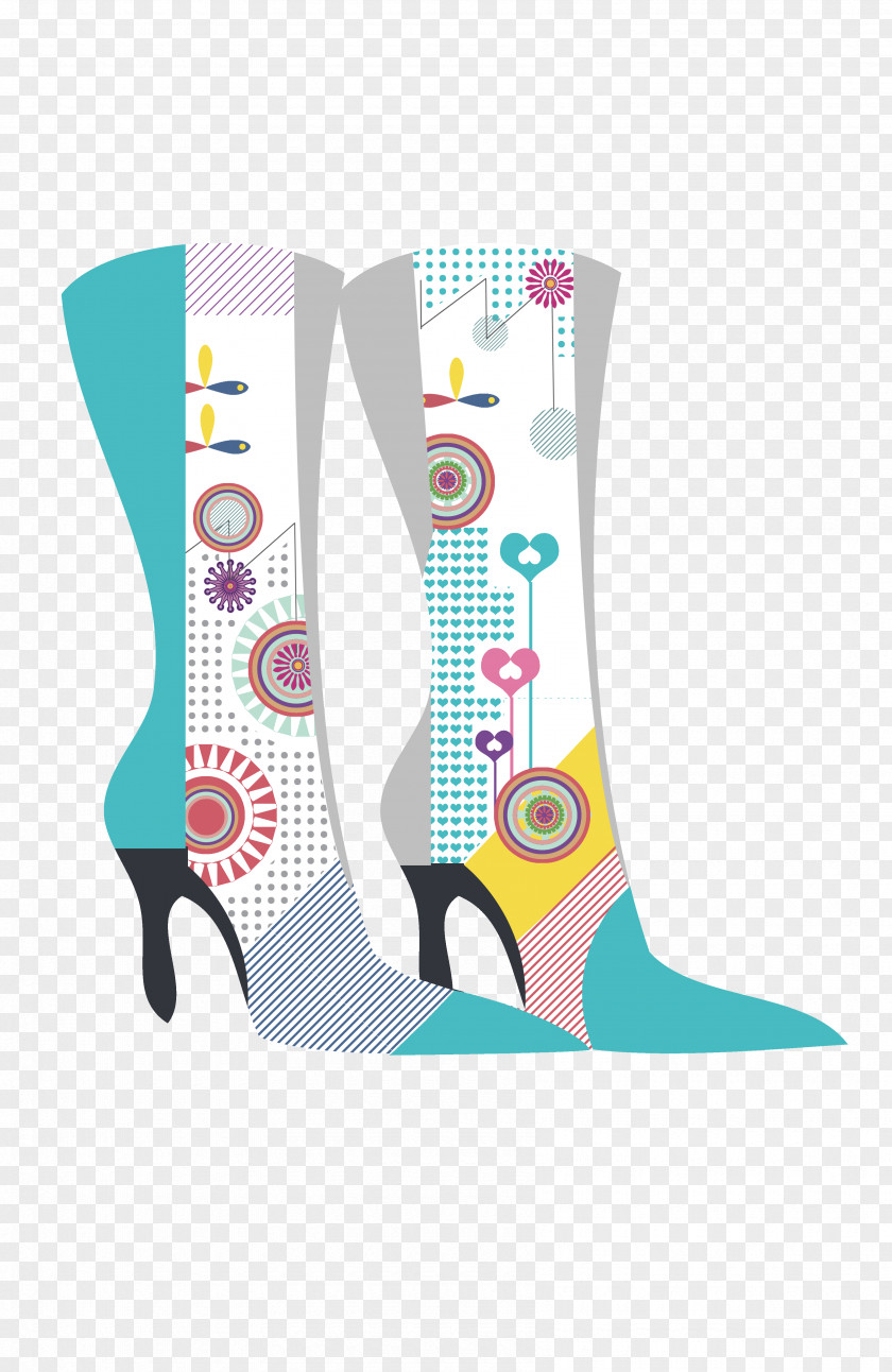 Hand-painted Boots High-heeled Footwear Boot Shoe Drawing PNG