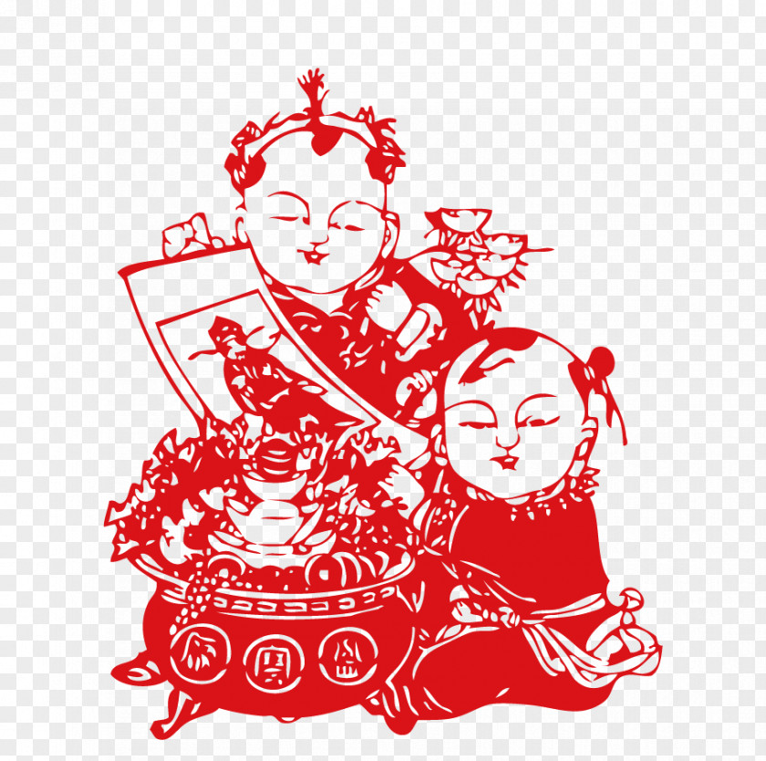 Chinese New Year Paper-cut Kids Papercutting Paper Cutting PNG