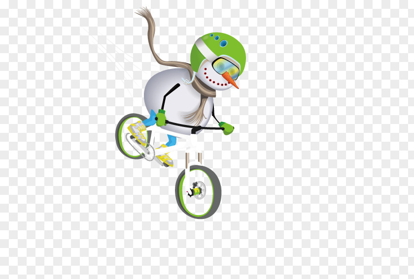 Cycling Snowman Illustration PNG