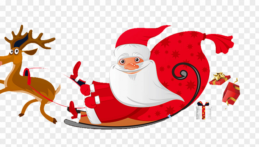 Santa's Sleigh Santa Clauss Reindeer Flight Clip Art PNG
