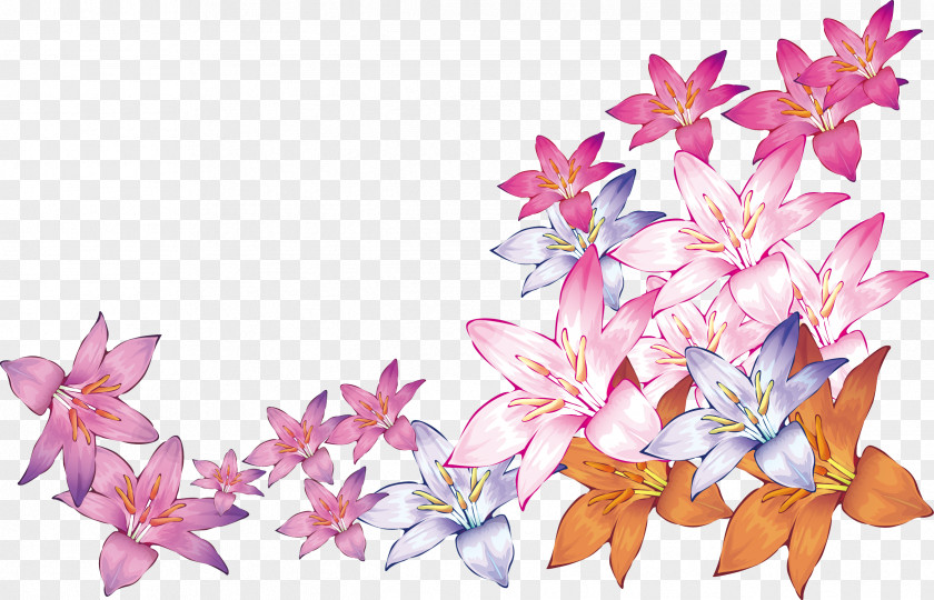 Bright Watercolor Flowers Vector Material Painting Flower PNG
