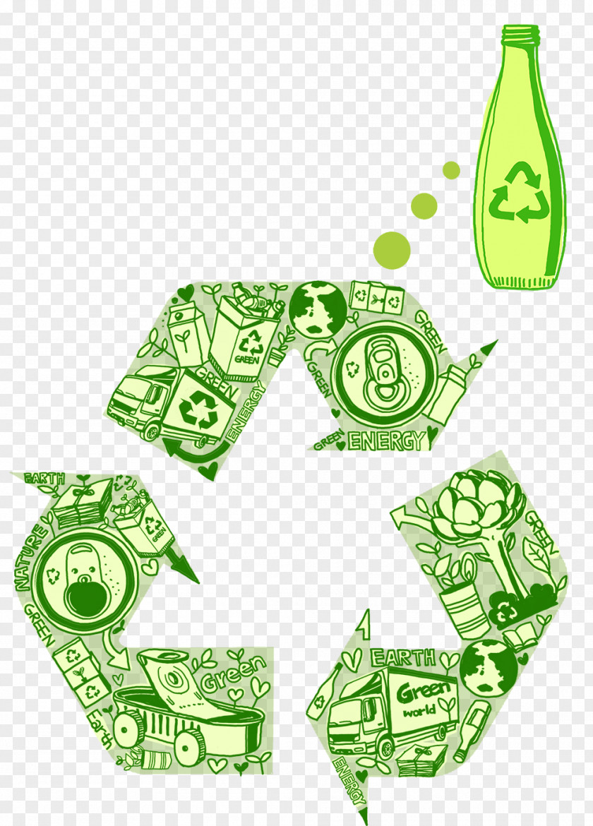 Creative Green Flag Recycling Symbol Material PNG