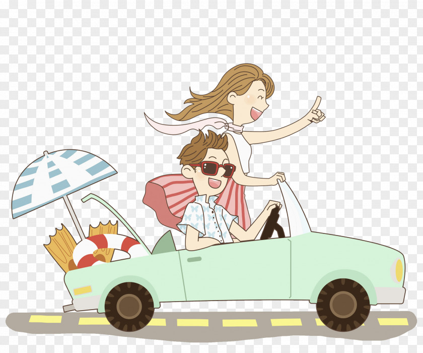 Man Driving Car Illustration PNG