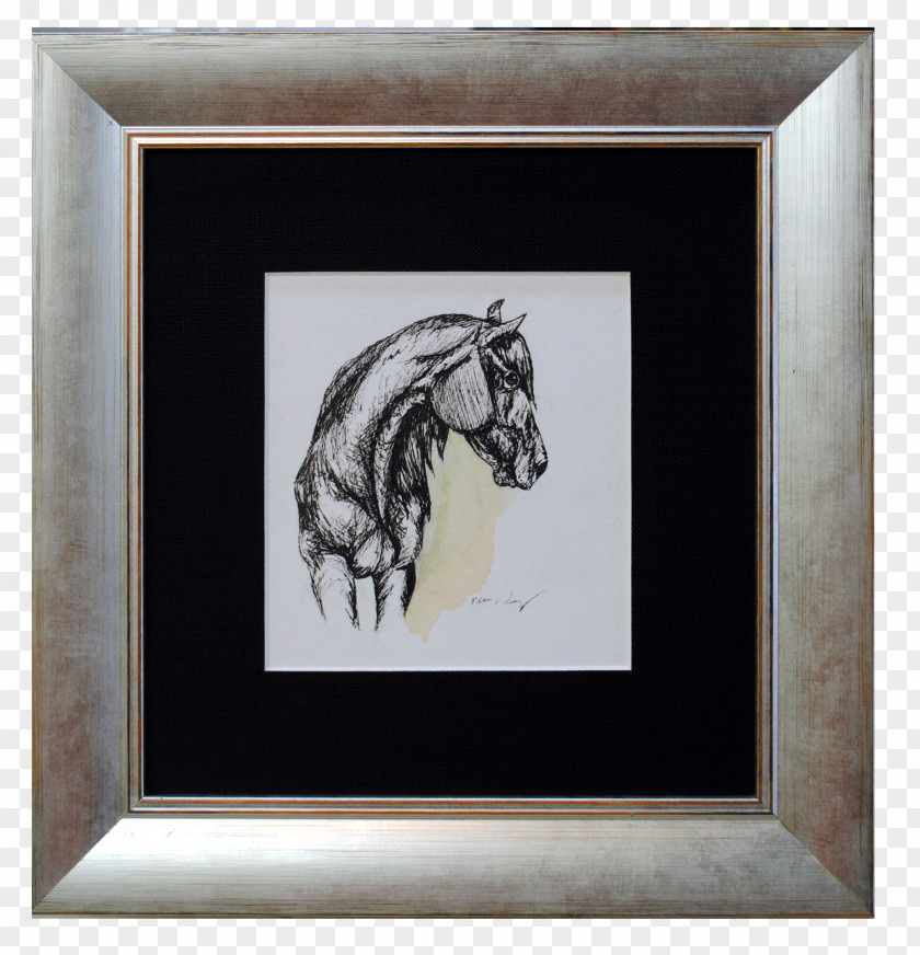 Ink Frame Horse Modern Art Painting Rectangle PNG