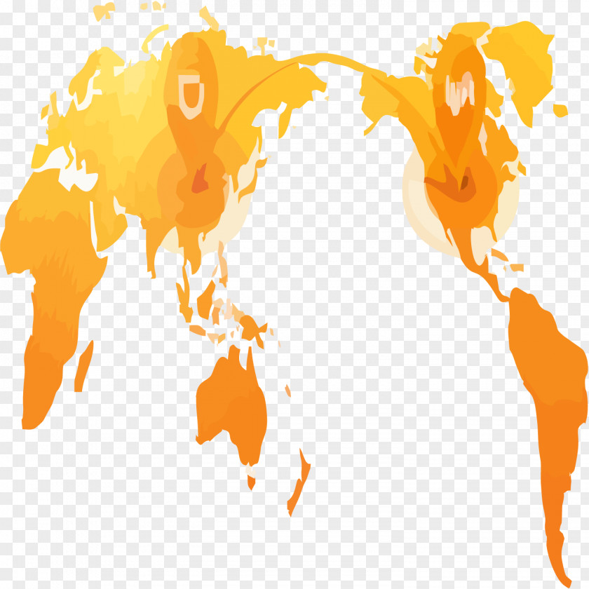 Orange World Map Illustration PNG